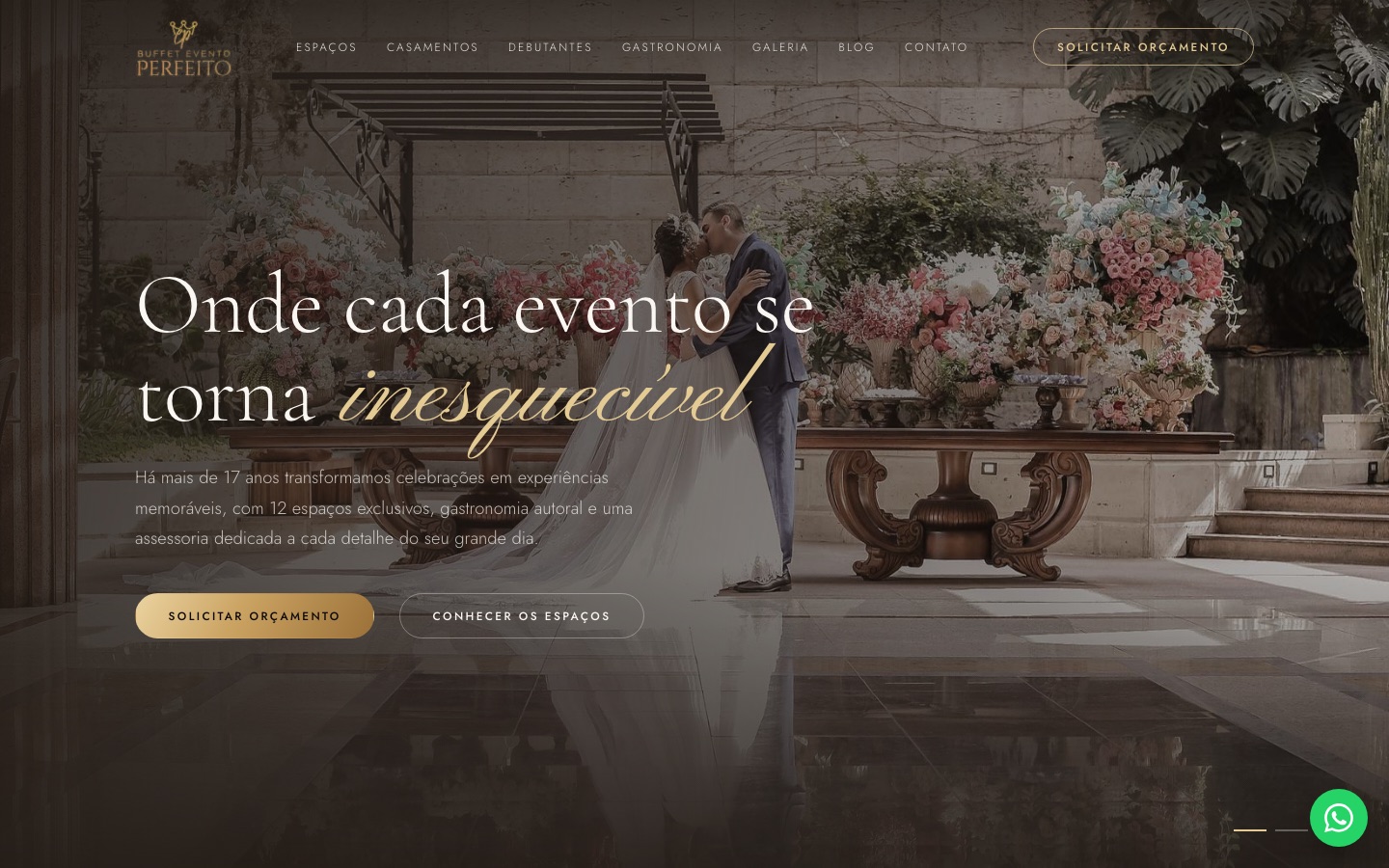 Protótipo do site novo do Evento Perfeito