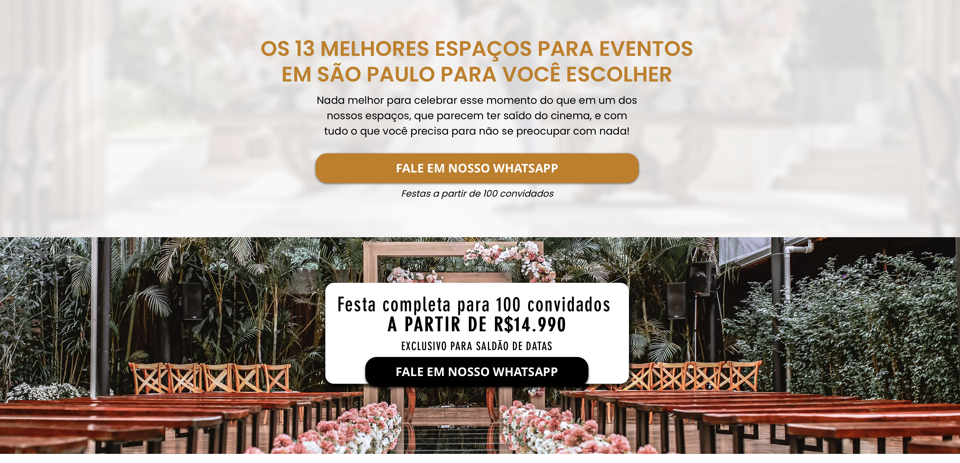 Página de vendas atual do Evento Perfeito